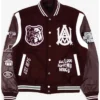 Alabama University Motto Maroon Wool with Leather Jacket
