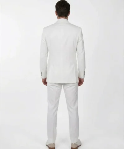 Antonio Peak Lapel Off White 3-Piece Wedding Suit For Mens