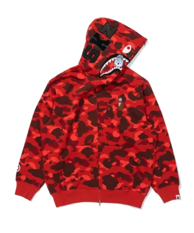 Bape x Stray Kids Shark Red Hoodie
