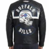 Black Buffalo Bills Born For Sport Moto Full-Zip Leather Jacket