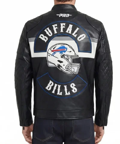 Black Buffalo Bills Born For Sport Moto Full-Zip Leather Jacket