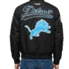 Black Detroit Lions Living Large Full-Zip Twill Cotton Jacket
