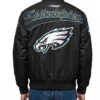 Black Philadelphia Eagles Living Large Full-Zip Twill Cotton Jacket
