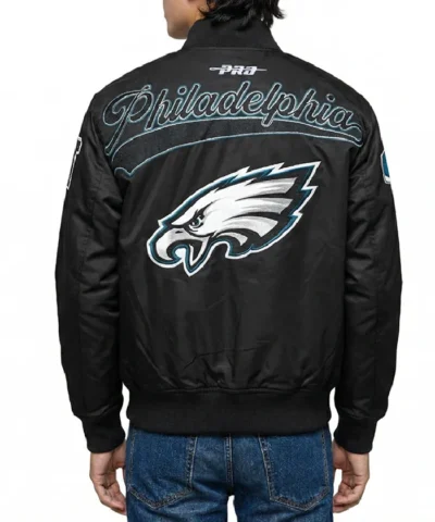 Black Philadelphia Eagles Living Large Full-Zip Twill Cotton Jacket