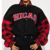 Black Stylish Cropped Womens Chicago Bulls Varsity Jacket