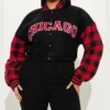 Black Stylish Womens Chicago Bulls Varsity Jacket