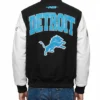 Black and White Detroit Lions City Arch Full-Snap Varsity Jacket