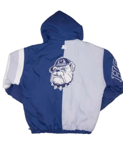 Blue 90s Georgetown Hoyas Half-Zip Pullover Hooded Jacket