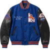 Boise State Branded Wool with Leather Sleeve Full Snap Varsity Jacket For Sale