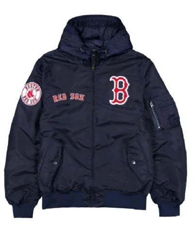 Boston Red Sox Historic L2B Navy Blue Hooded Bomber Jacket 