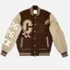 Breezy Bowl XX Brown And Beige Letterman Jacket For Sale 