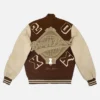 Breezy Bowl XX Brown And Beige Letterman Varsity Jacket For Sale 