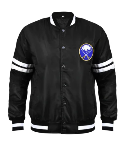 Buffalo Sabres Black Satin Bomber Jacket