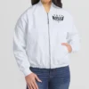 Buy Erin Andrews White Rhea Ripley Denim Bomber Jacket