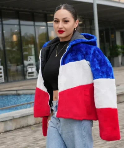 Buy Larry Buffalo Bills Color Block Fur Coat For Women Multicolor