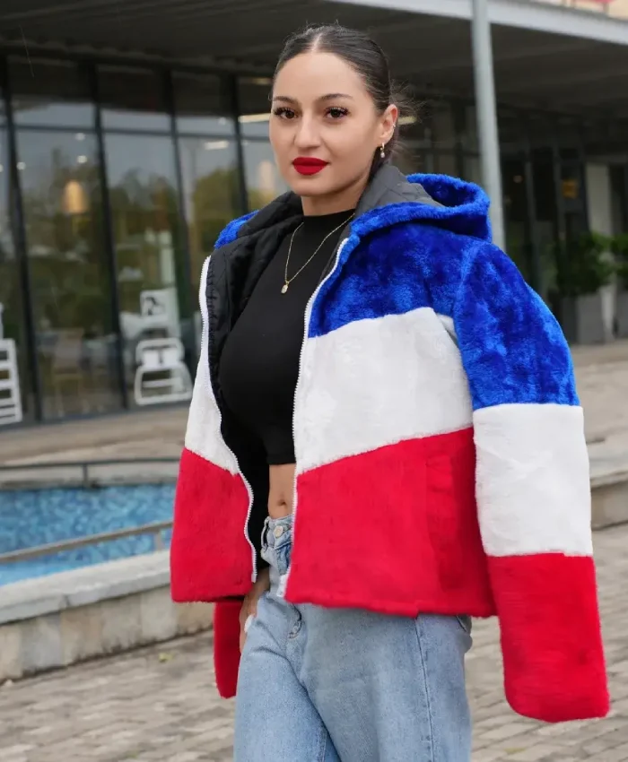 Buy Larry Buffalo Bills Color Block Fur Coat For Women Multicolor