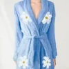 Buy Now Falling Daisies Chenille Blue Bathrobe