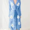 Buy Now Falling Daisies Chenille Blue Bathrobe For Sale 