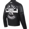 Buy Now NY Yankees Born For Sport Moto Full-Zip Black Leather Jacket