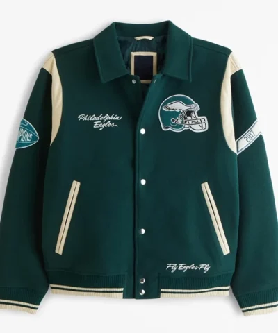 Buy Now Philadelphia Eagles Fly Eagles Fly Green Letterman Varsity Jacket