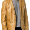 Casual Genuine Sheepskin Leather Slightly Golden Blazer