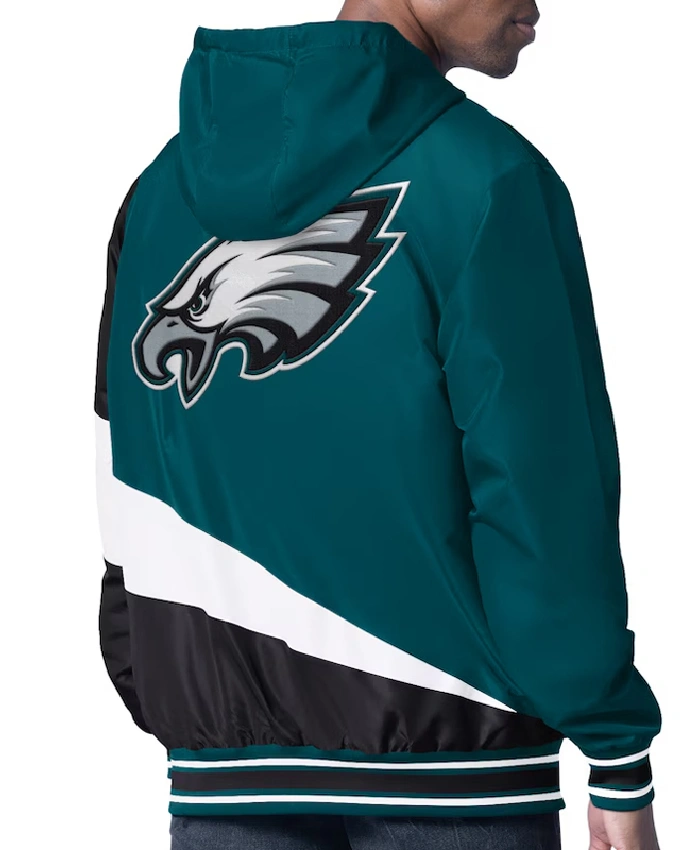 Color Block Philadelphia Eagles Midweight Full-Zip Hooded Jacket