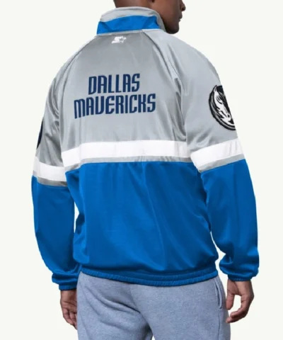Dallas Mavericks Veteran Full Zip Grey and Blue Track Jacket