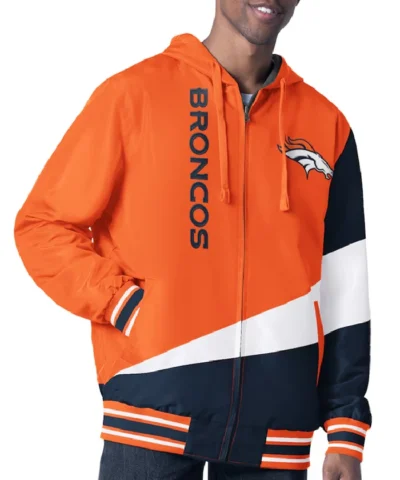 Denver Broncos Color Block Full-Zip Hooded Jacket