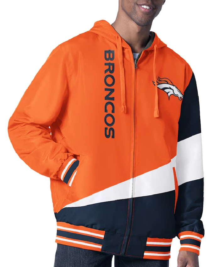 Denver Broncos Color Block Full-Zip Hooded Jacket