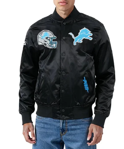 Detroit Lions City Arch Black Satin Jacket
