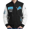 Detroit Lions City Arch Black and White Varsity Jacket