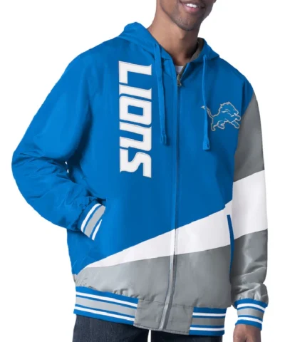 Detroit Lions Color Block Full-Zip Hooded Jacket