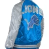 Detroit Lions Inductee Blue and Silver Full-Snap Varsity Satin Jacket