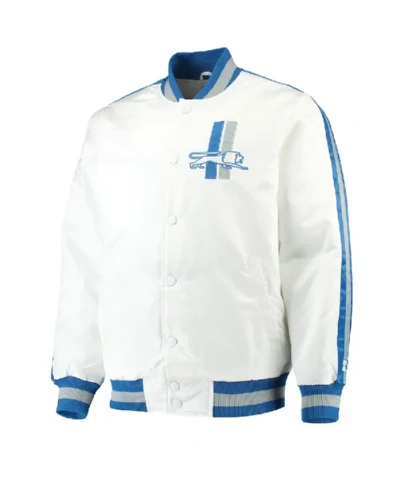 Detroit Lions Throwback D-Line White Satin Jacket