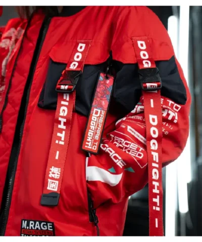 Dogfight Sengoku Edition Red Anime Techwear Bomber Jacket