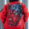 Dogfight Sengoku Edition Red Anime Techwear Bomber Jacket with Back Printed Design