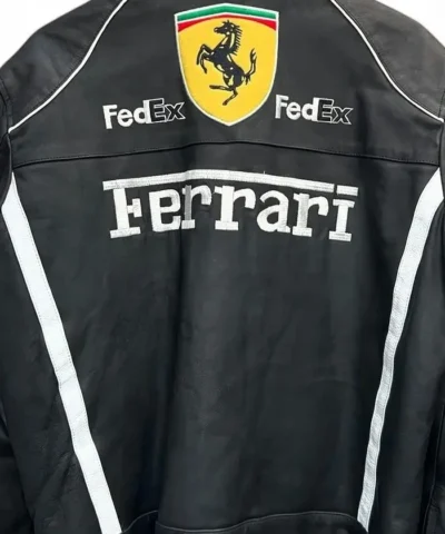 Ferrari Motorbike Black Leather Racing Jacket
