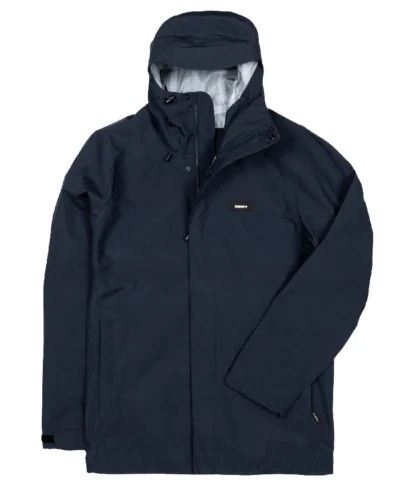 Finisterre Skybird Waterproof Navy and Green Hooded Jacket For Sale