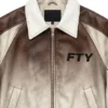 Free The Youth Brown and Off White Bomber Jacket For Sale