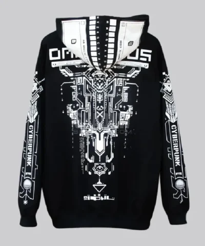 Graphic Vibes Cyberpunk Oversized Black Hoodie
