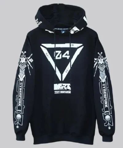Graphic Vibes Cyberpunk Oversized Black Pullover Hoodie