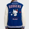 Hello Kitty Los Angeles Dodgers Blue and White Varsity Jacket