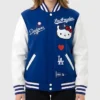 Hello Kitty Los Angeles Dodgers Blue and White Wool Varsity Jacket