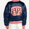 Indiana Fever Cropped Full-Zip Bomber Satin Navy Jacket