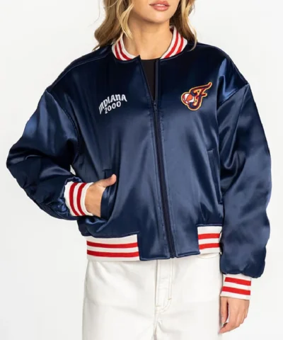 Indiana Fever Navy Satin Bomber Jacket