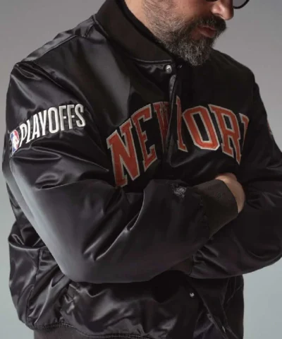 Kith x Giorgio Armani x New York Knicks Black Varsity Jacket