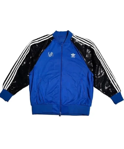 Korn x Adidas Sequin Black and Blue Bomber Jacket