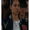 Kyla Brown Dead Deer High 2026 Stephanie Blue and White Varsity Jacket