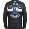 LA Dodgers Born For Sport Moto Full-Zip Black Leather Jacket