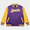 LA Lakers Purple and Gold Full Zip Satin Jacket